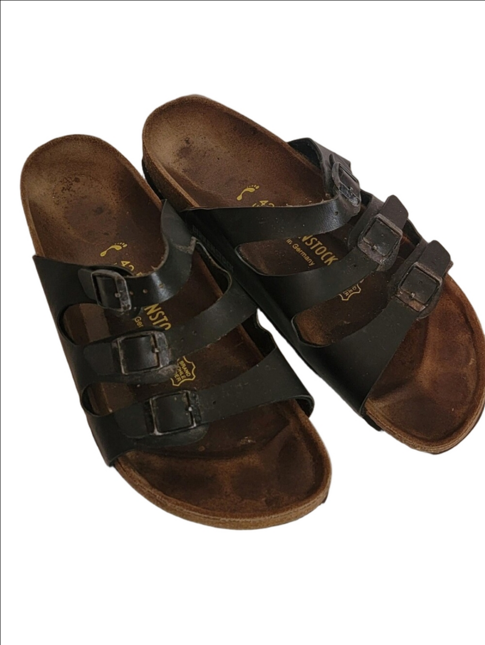 Birkenstock "Florida" Men's Black Three-Strap Slip-On Sandals 9-9.5 / 42
